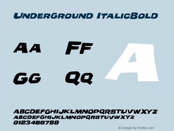 Underground ItalicBold Version 001.000 Font Sample
