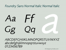 Foundry Sans Normal Italic Normal Italic Version 1.000 2005 initial release Font Sample