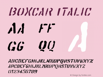 Boxcar Italic Version 001.000 Font Sample