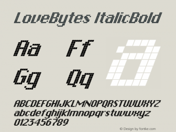 LoveBytes ItalicBold Version 001.000 Font Sample