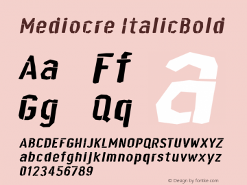 Mediocre ItalicBold Version 001.000 Font Sample