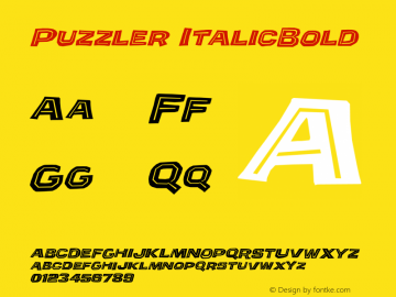 Puzzler ItalicBold Version 001.000 Font Sample