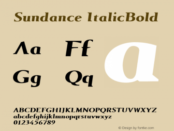 Sundance ItalicBold Version 001.000 Font Sample