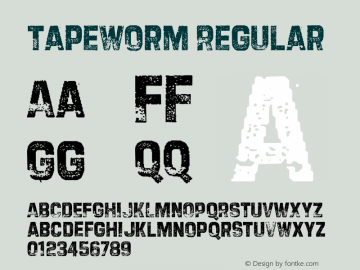 Tapeworm Regular Version 001.000 Font Sample