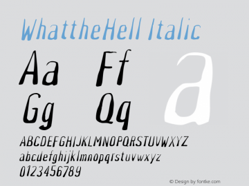 WhattheHell Italic Version 001.000 Font Sample