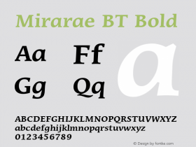 Mirarae BT Bold Version 1.01 emb4-OT Font Sample