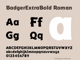 BadgerExtraBold Roman April 9, 1993 v1.1i Font Sample