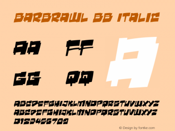 BarBrawl BB Italic Version 001.001 Font Sample