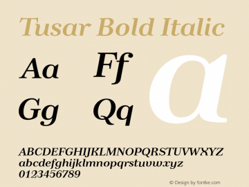 Tusar Bold Italic 001.000 Font Sample