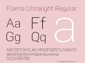 Flama Ultralight Regular 001.000 Font Sample