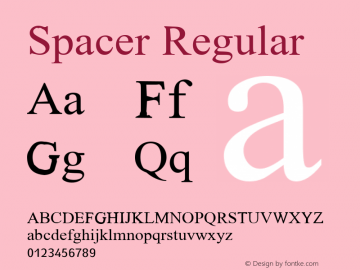 Spacer Regular Glyph Systems 21-July-95 Font Sample