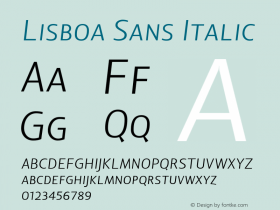 Lisboa Sans Italic Version 1.000;PS 001.000;hotconv 1.0.38图片样张