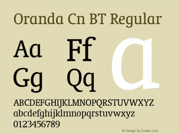 Oranda Cn BT Regular Version 1.01 emb4-OT Font Sample