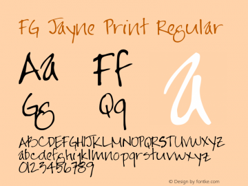 FG Jayne Print Regular Version 001.000 Font Sample