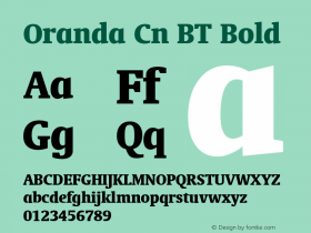 Oranda Cn BT Bold mfgpctt-v1.59 Friday, March 5, 1993 2:00:55 pm (EST) Font Sample