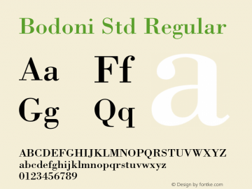 Bodoni Std Regular OTF 1.022;PS 001.003;Core 1.0.31;makeotf.lib1.4.1585图片样张