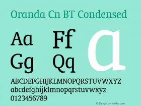 Oranda Cn BT Condensed mfgpctt-v1.59 Friday, March 5, 1993 1:58:13 pm (EST) Font Sample