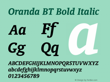 Oranda BT Bold Italic mfgpctt-v1.59 Thursday, March 18, 1993 11:57:09 am (EST)图片样张