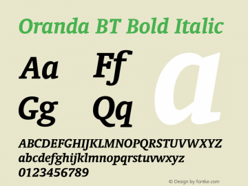 Oranda BT Bold Italic mfgpctt-v4.4 Dec 22 1998图片样张
