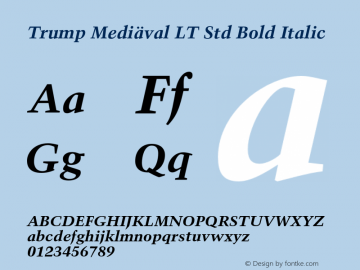 Trump Mediäval LT Std Bold Italic Version 1.040;PS 001.003;Core 1.0.35;makeotf.lib1.5.4492 Font Sample