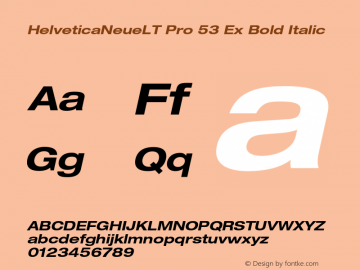 HelveticaNeueLT Pro 53 Ex Bold Italic Version 1.000;PS 001.000;Core 1.0.38 Font Sample