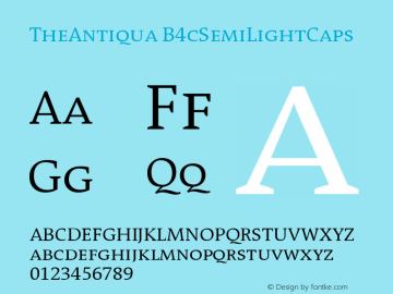 TheAntiqua B4cSemiLightCaps Version 001.000 Font Sample