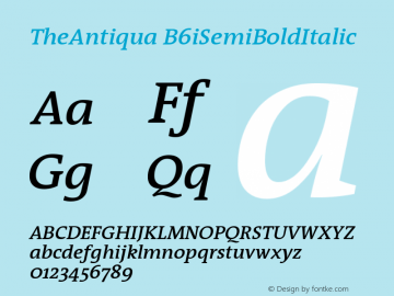 TheAntiqua B6iSemiBoldItalic Version 001.000 Font Sample
