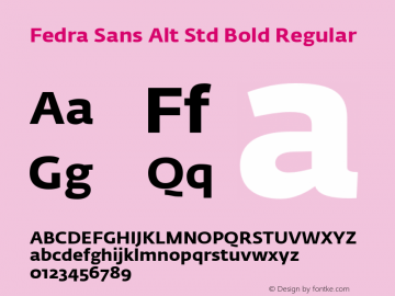 Fedra Sans Alt Std Bold Regular Version 3.301;PS 003.003;hotconv 1.0.38 Font Sample