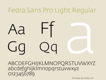 Fedra Sans Pro Light Regular Version 3.301;PS 003.003;hotconv 1.0.38图片样张