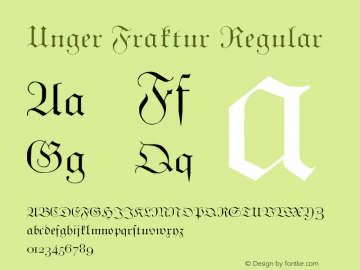 Unger Fraktur Regular 001.000 Font Sample