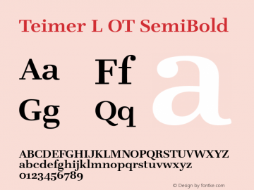 Teimer L OT SemiBold Version 1.000 2006 initial release图片样张