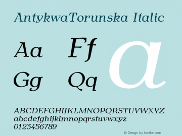 AntykwaTorunska Italic Version 2.08 Font Sample