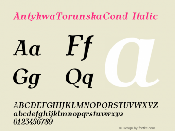 AntykwaTorunskaCond Italic Version 2.08 Font Sample
