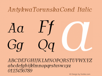 AntykwaTorunskaCond Italic Version 2.08 Font Sample