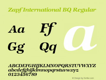 Zapf International BQ Regular 001.000 Font Sample