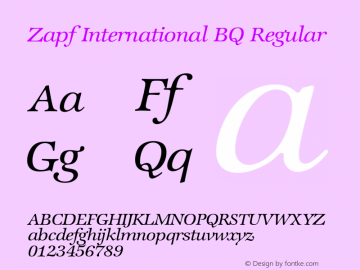 Zapf International BQ Regular 001.000 Font Sample