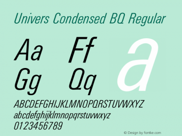 Univers Condensed BQ Regular 001.000图片样张