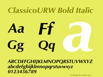 ClassicoURW Bold Italic Version 1.000;PS 1.10;hotconv 1.0.38图片样张