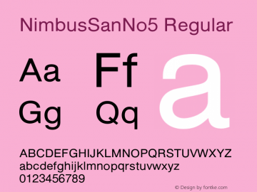 NimbusSanNo5 Regular Version 1.000;PS 1.10;hotconv 1.0.38 Font Sample