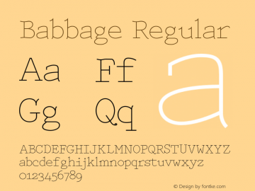 Babbage Regular Version 3.200;PS 003.002;hotconv 1.0.38 Font Sample