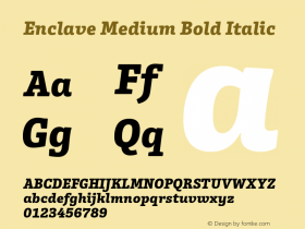 Enclave Medium Bold Italic Version 1.000 Font Sample