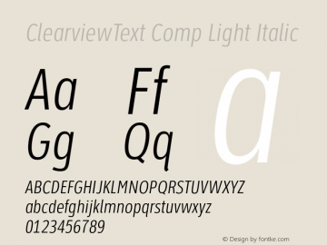 ClearviewText Comp Light Italic Version 1.000 2005 initial release图片样张