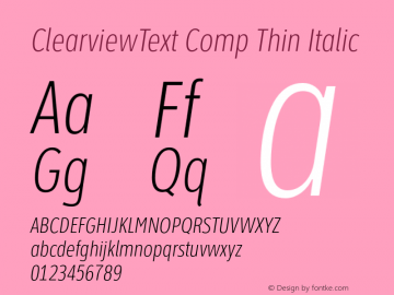 ClearviewText Comp Thin Italic Version 1.000 2005 initial release图片样张