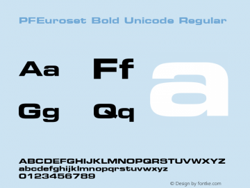 PFEuroset Bold Unicode Regular Macromedia Fontographer 4.1 7/5/2000图片样张