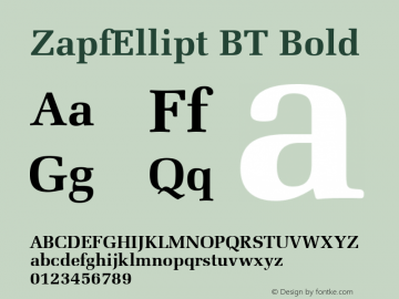ZapfEllipt BT Bold Version 2.001 mfgpctt 4.4图片样张