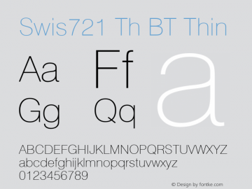 Swis721 Th BT Thin mfgpctt-v4.4 Dec 7 1998图片样张