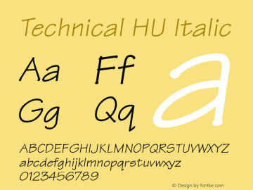 Technical HU Italic 1.000 Font Sample