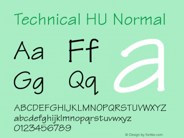 Technical HU Normal 1.000 Font Sample