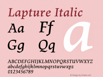 Lapture Italic Version 1.001;PS 001.000;hotconv 1.0.38;makeotf.lib1.6.5960图片样张