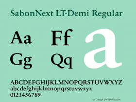 SabonNext LT-Demi Regular LT 1.0 2002; Gnu 2006 Font Sample